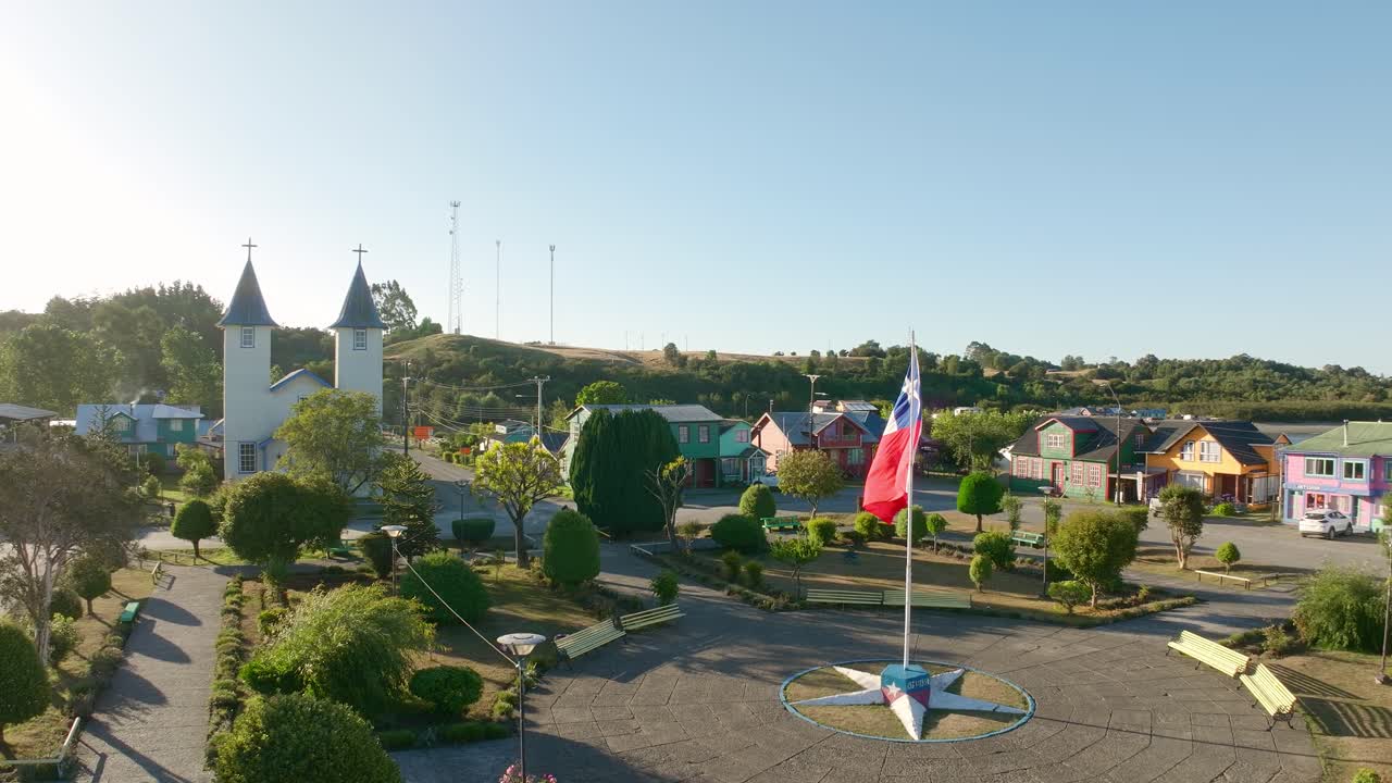 Aerial View of a Charming Small Town in Chile