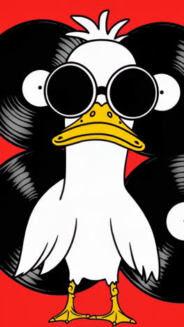 cool duck with vinyl records