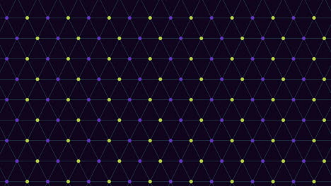 geometric purple and green dot pattern on black background