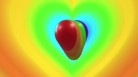 animación del corazón del arco iris sobre el fondo del arco iris