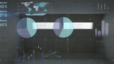 animación del procesamiento de datos sobre un fondo oscuro
