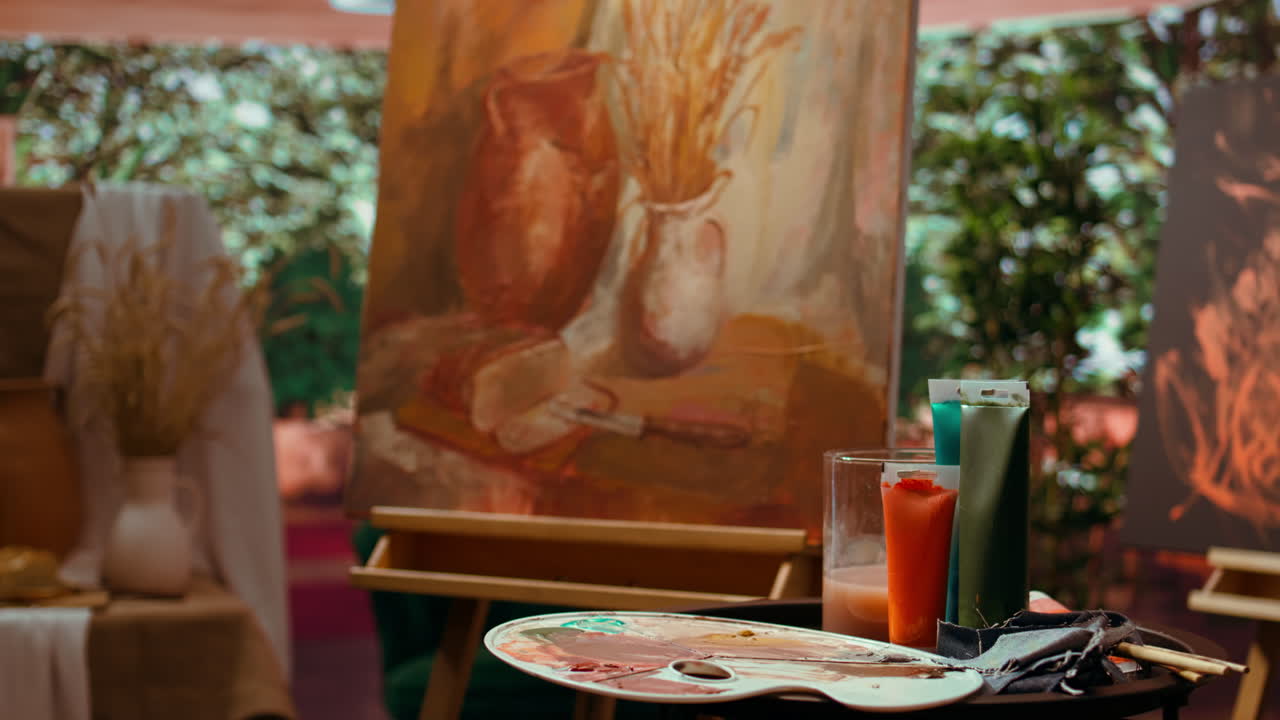 Stillebenmaleri i kunststudio