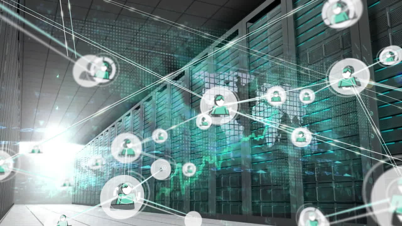 창고의 네트워크를 통해 디지털 아이콘의 네트워크