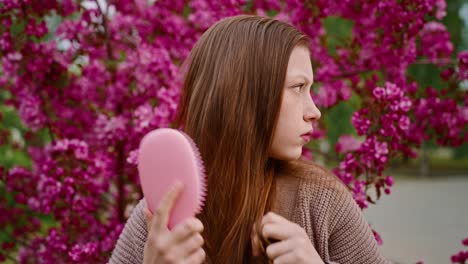 teenage girl in a spring garden