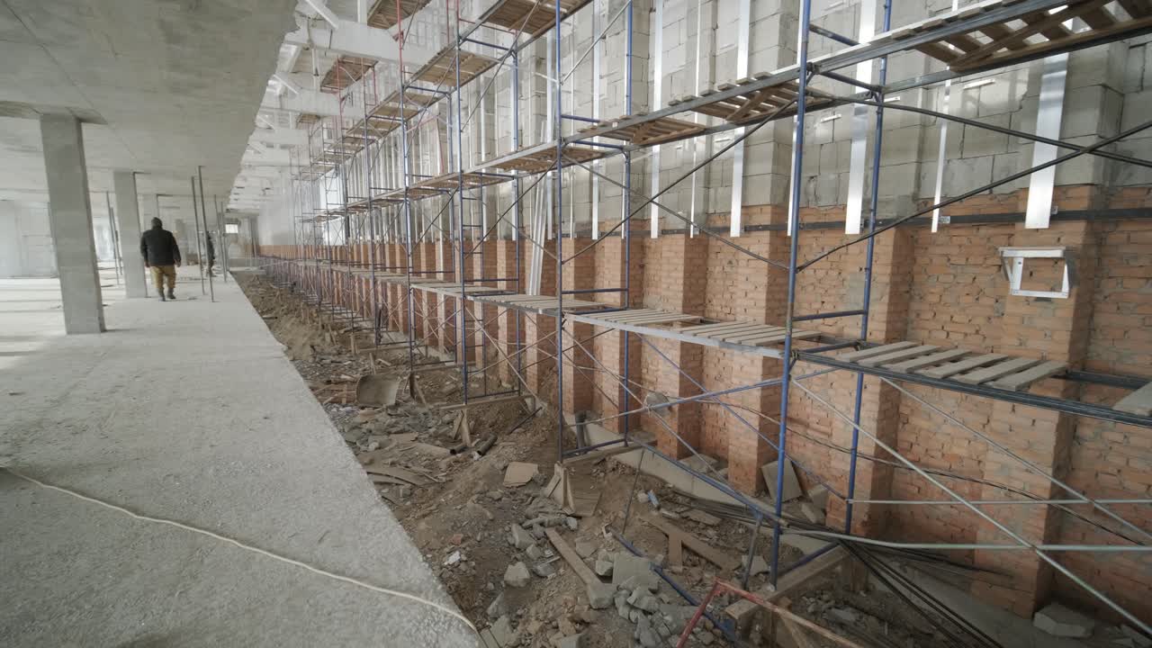 상업 사무실의 큰 건설 현장 장면