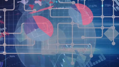 animación del procesamiento de datos financieros sobre un fondo azul