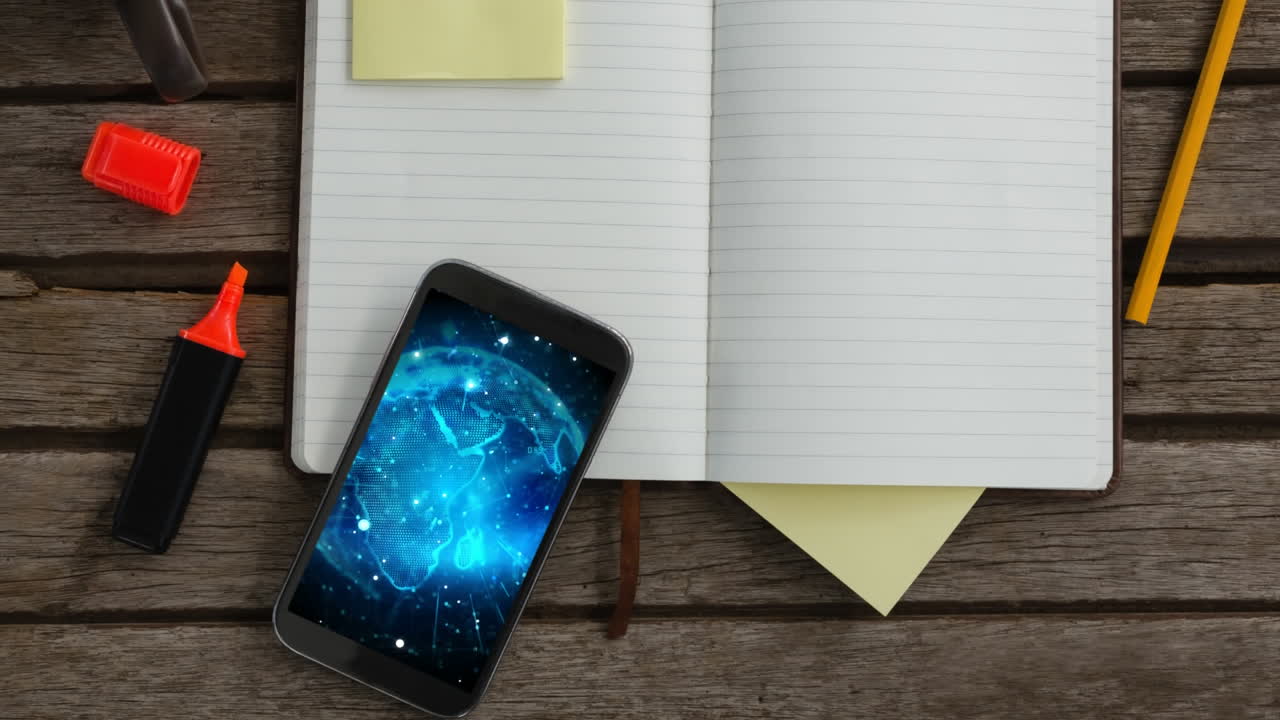 Animation of globe spinning on a phone screen