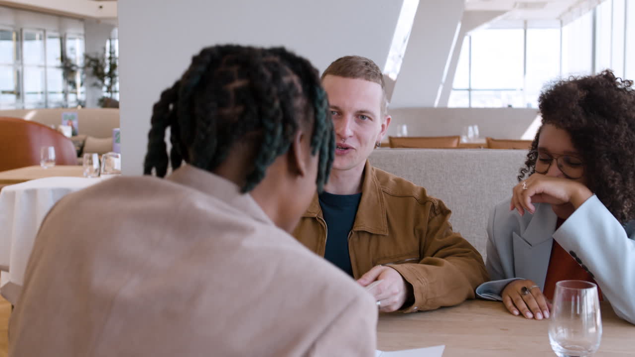 Friends enjoying lunch at a restaurant