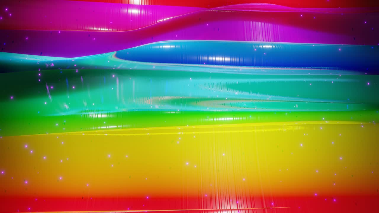 아름다운 파동, 빛나는 반이는 빛, 밝은 색 gradient, 무지개 색상과 함께 추상적인 3d 표면. 파동은 매우 반이는, 반이는 표면에서 빛나는 반려와 함께 실행됩니다. 4k 루프 애니메이션.