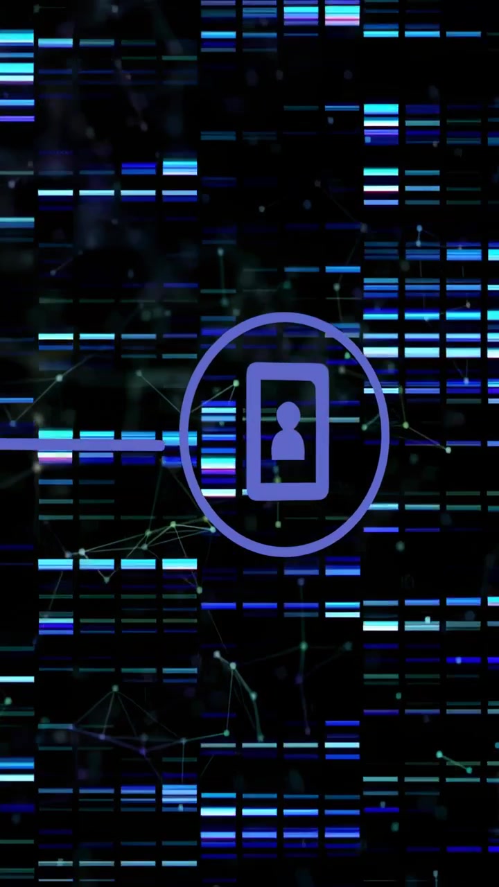 Vertical video: Left line entering showing circular phone-icon pulsing linking bars mapping network