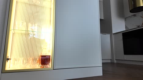 luxury whiskey cabinet, gold backlit