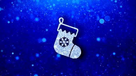 christmas stocking sock icon blinking glitter glowing shine particles.
