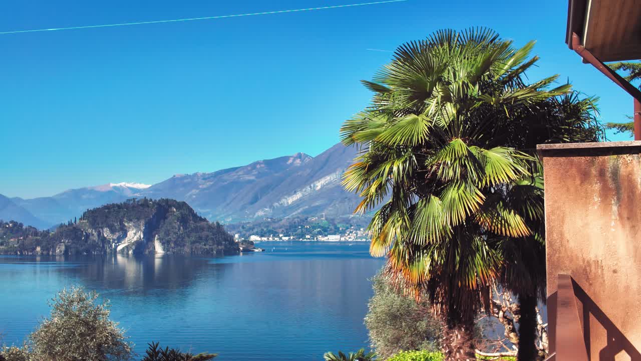 Lake Como during springtime, panning right to left