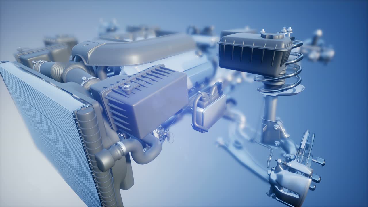 자세한 자동차 엔진 및 다른 부품