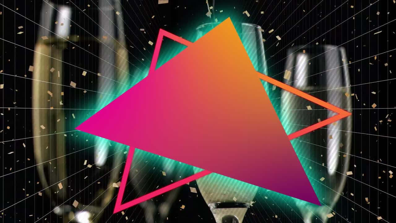 ⁇ 페인 과 콘페티 의 잔 위 에 있는 모양 의 애니메이션