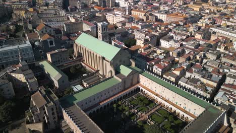 Aerial-Pullback-Reveals-Santa-Chiara---Naples,-Italy