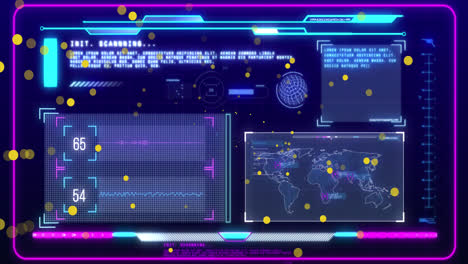 animación del procesamiento de datos financieros sobre un fondo azul oscuro