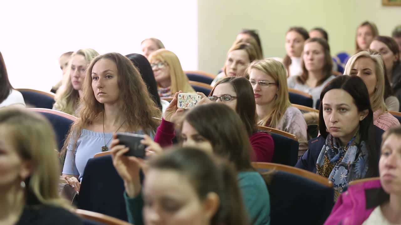 Classmates Sitting In Classroom During Lecture. VINNITSA, UKRAINE, APRIL 2017: Education process at professor lecture in audience at university