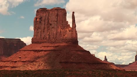 mediumshot of the mittens formation at monument valley tribal park in arizona and utah