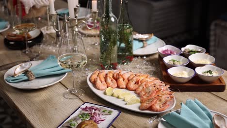 elegant festive seafood dinner table