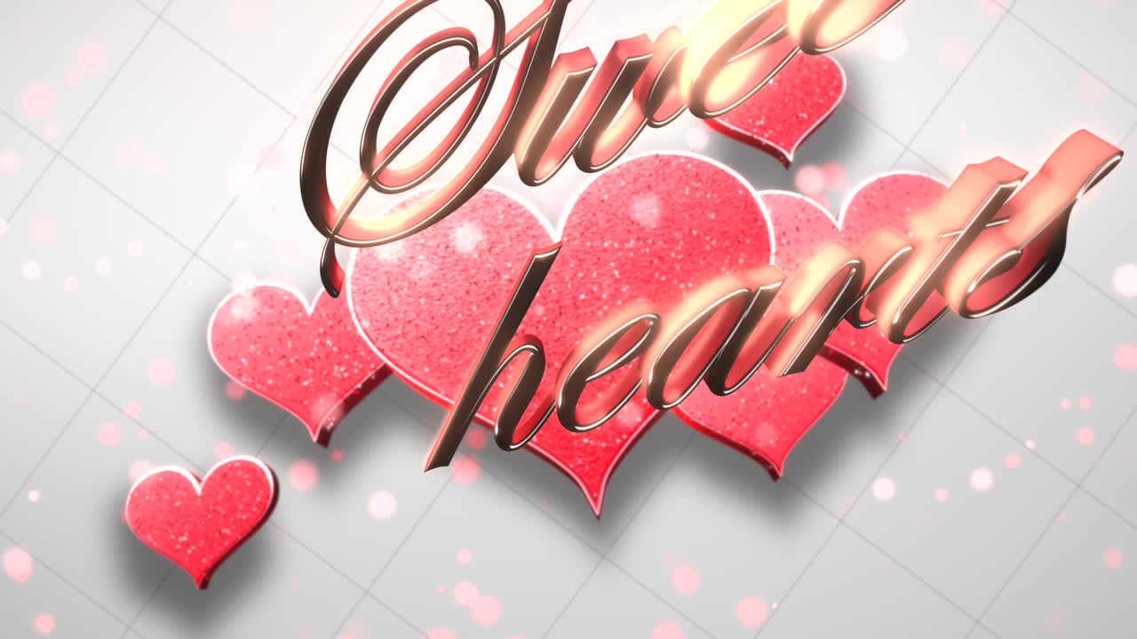발렌타인 데이 3에 달콤한 하트 텍스트 및 모션 로맨틱 하트