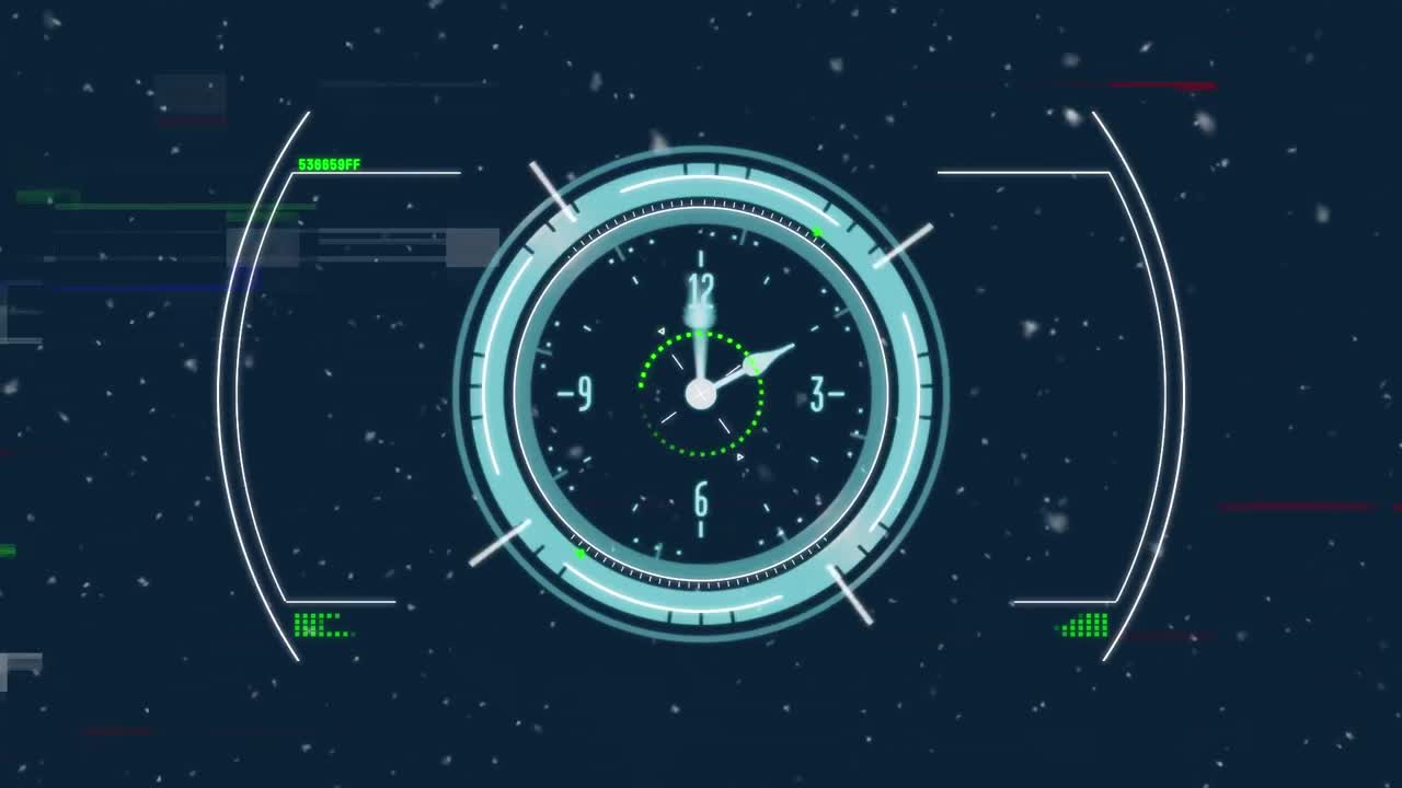 Animazione di un orologio che si muove sull'elaborazione dei dati su sfondo blu