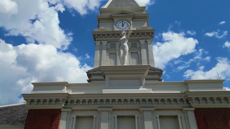 ascending shot of the front of clarksville courthouse located in clarksville tennessee