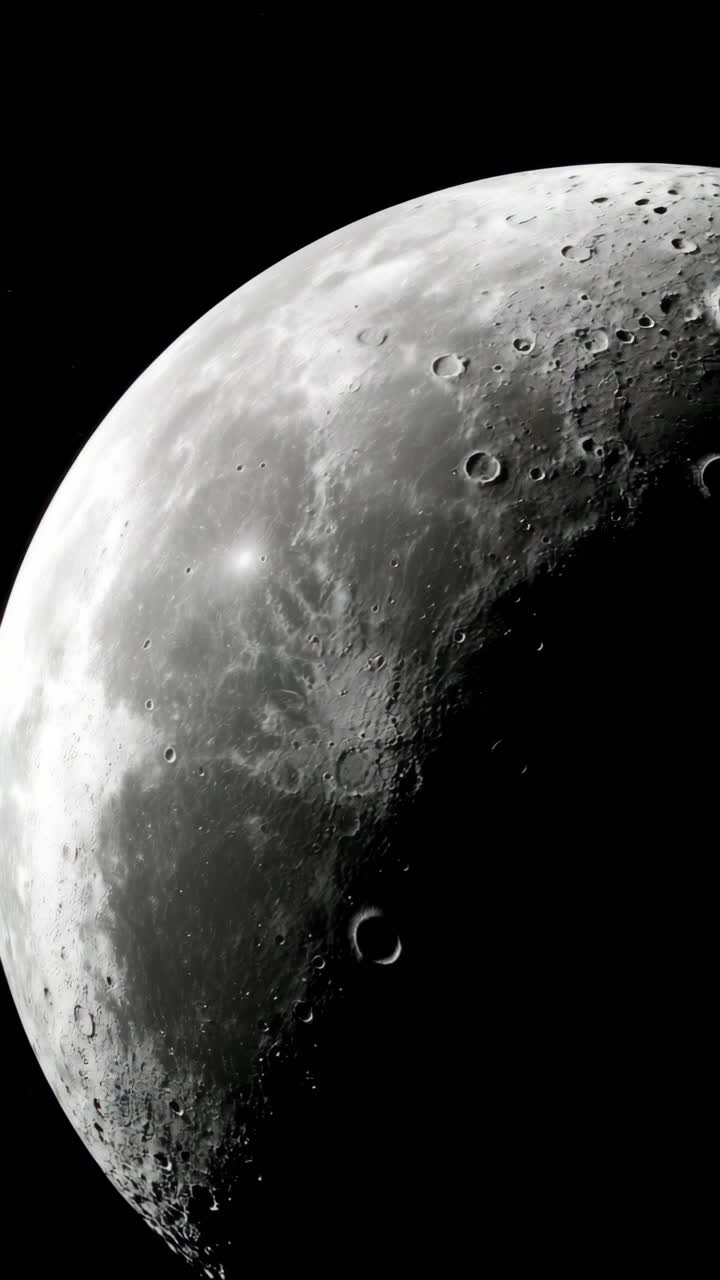 A stunning close-up of the moon's surface, captured at a diagonal angle