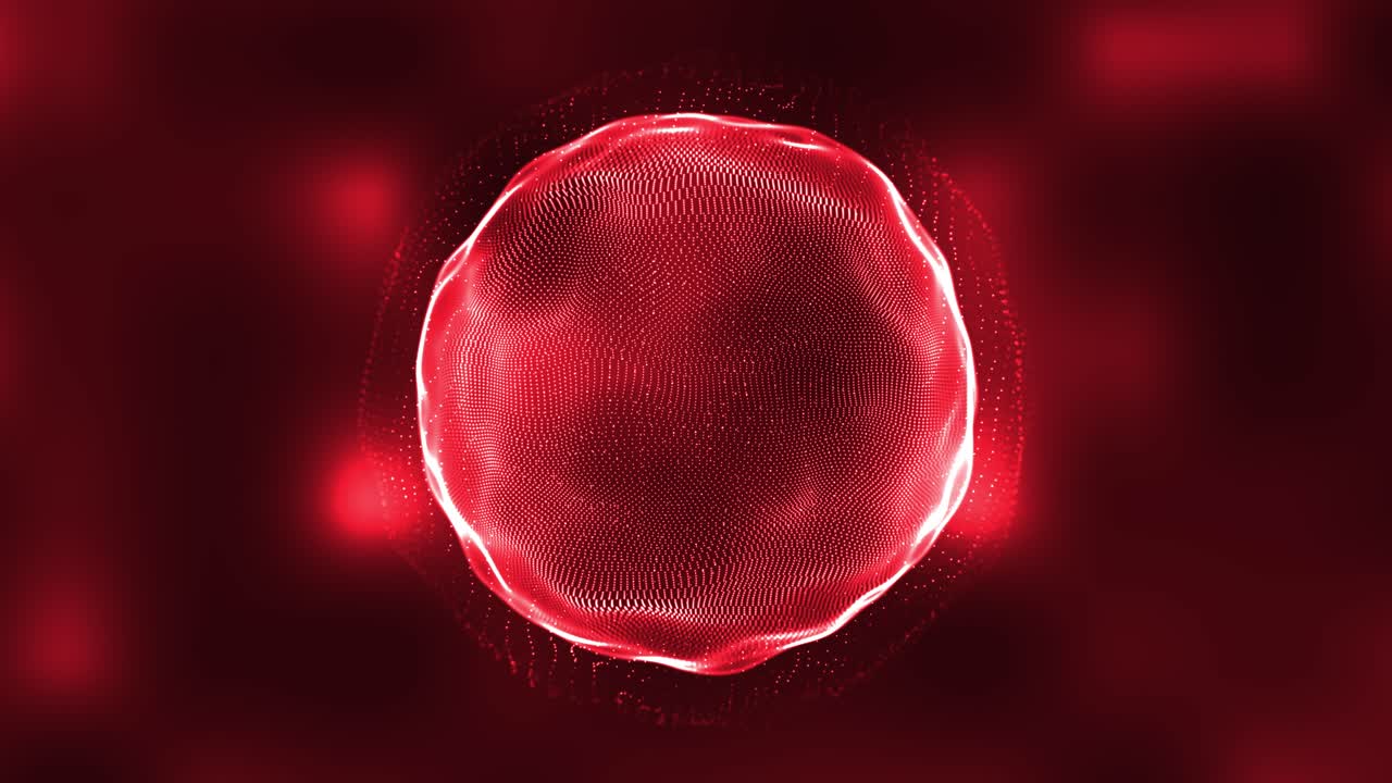 High tech field with glow particles on sphere. 3d animation background