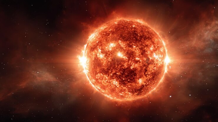 A Captivating Glimpse of a Dazzling Star in the Cosmos, Showcasing Vibrant Solar Flare Activity Against the Vastness of Space, Illuminating the Darkness with Radiant Energy
