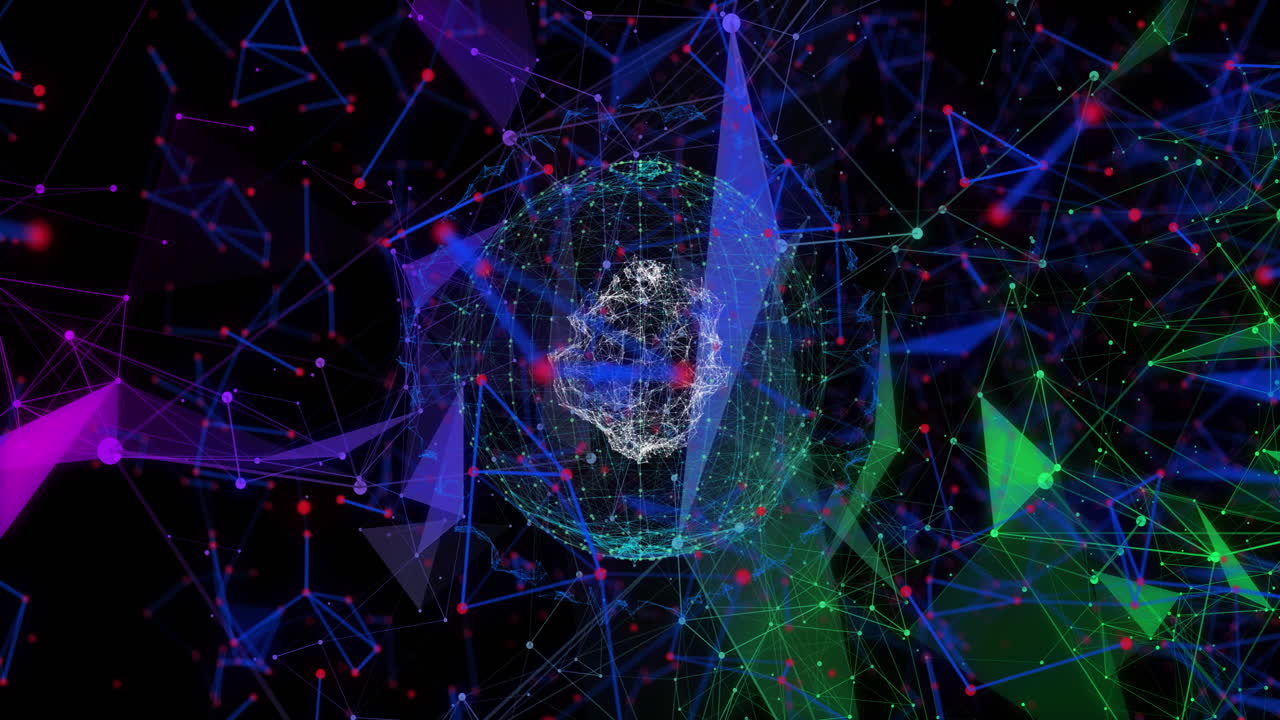 animación del globo con conexiones en fondo oscuro