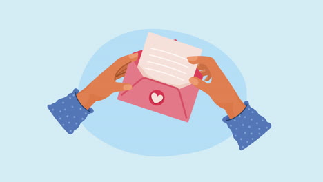 hands with envelope mail animation