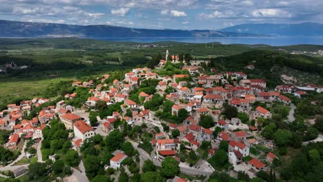 vrisnik mountain town on hvar island in croatia aerial view sunny day