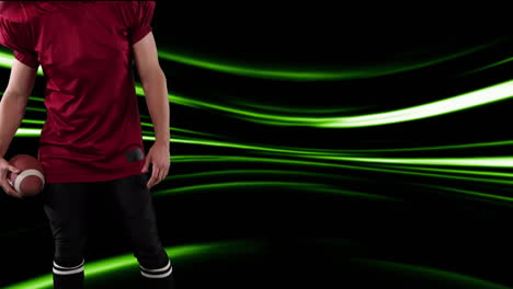 animation of american football player with ball over light trails