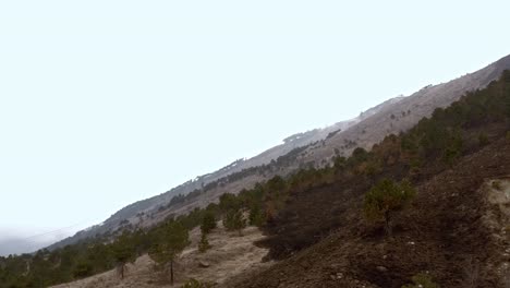 efecto de los cambios climáticos en las colinas después de que un incendio dejara la tierra destruida