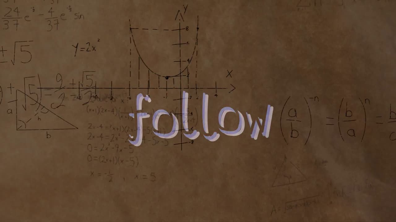 갈색 배경에 수학 수식에 대한 추적 애니메이션