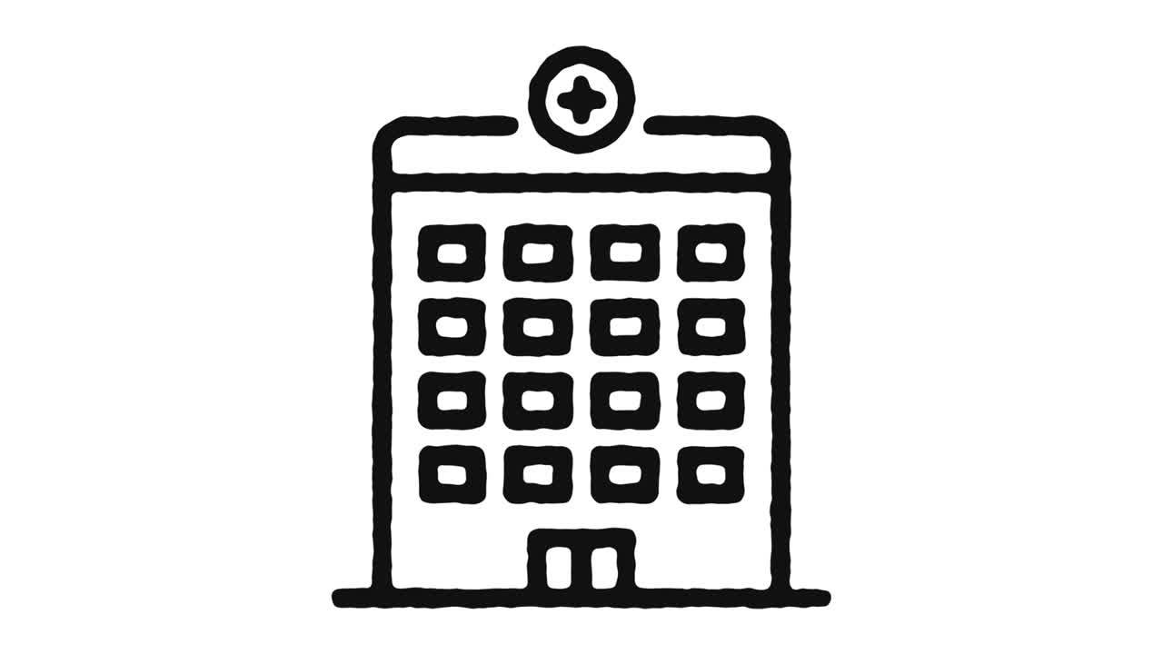 Hospital Icon Animation Footage & Alpha Channel
