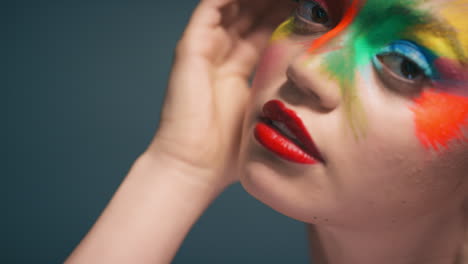 beauty, makeup and face of woman in studio