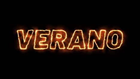 fire text, animation and fire effect with the word verano in spanish.