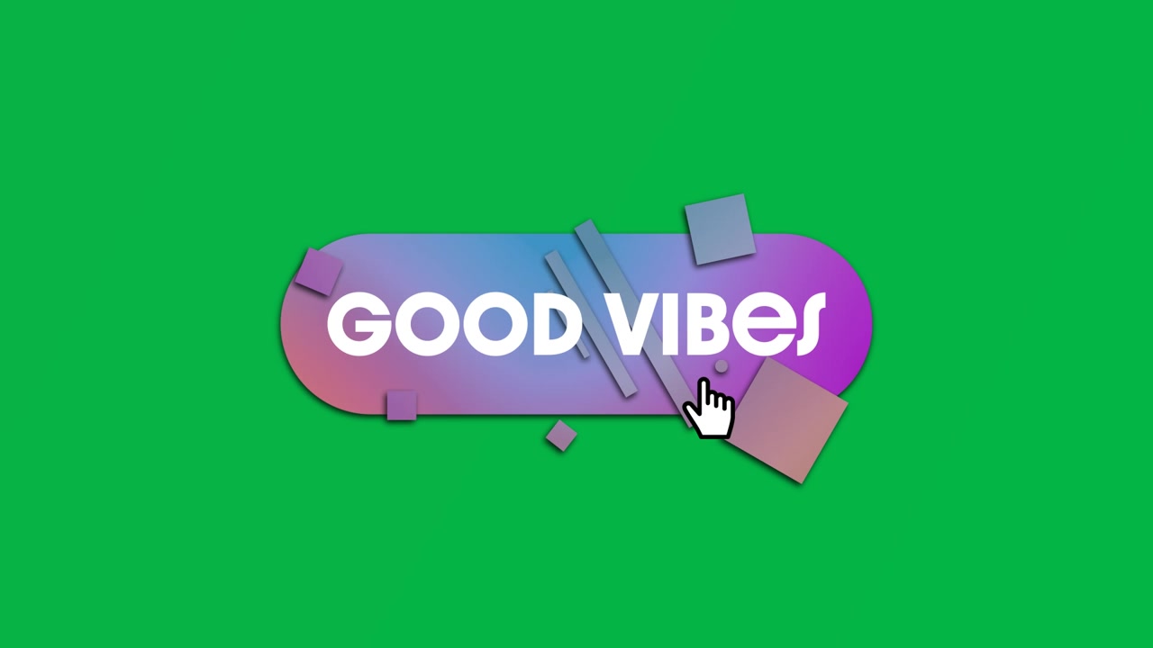 Animasjon av digital "good vibes"-tekst på hvit bakgrunn