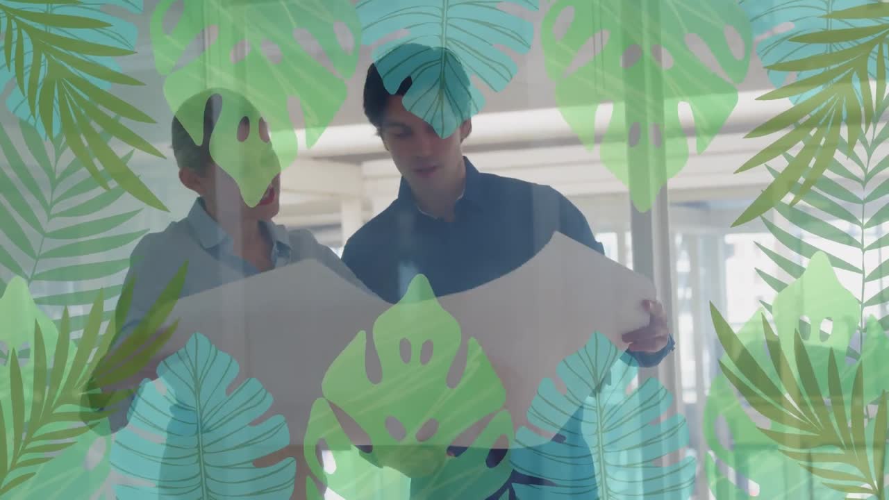 다양한 사업가들에 대한 초록색 잎의 애니메이션