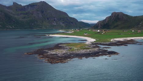 stunning white sand beach in the lofoten, norway