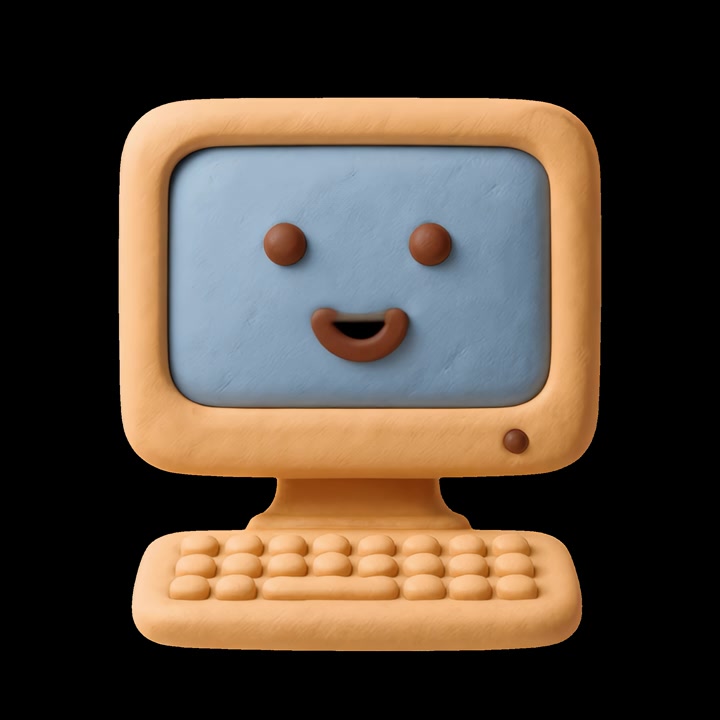 Cute Claymation Style Computer Character With Animated Facial Expressions
