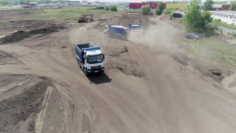 construction site with trucks and equipment