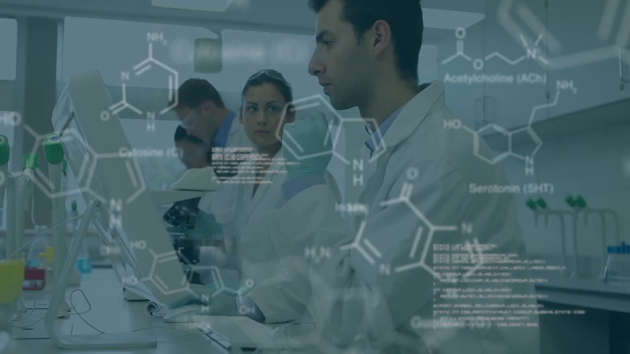 Animation of data processing over diverse male and female scientists