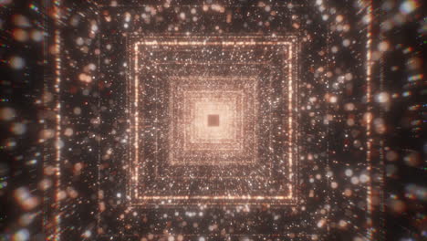 el abstracto túnel brillante de cuadrados dorados