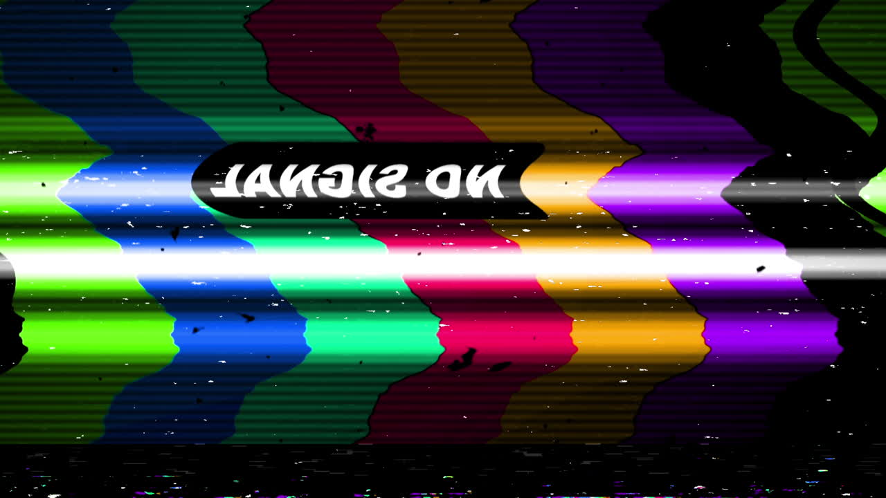 No Signal TV Screen with Glitch and Color Bars