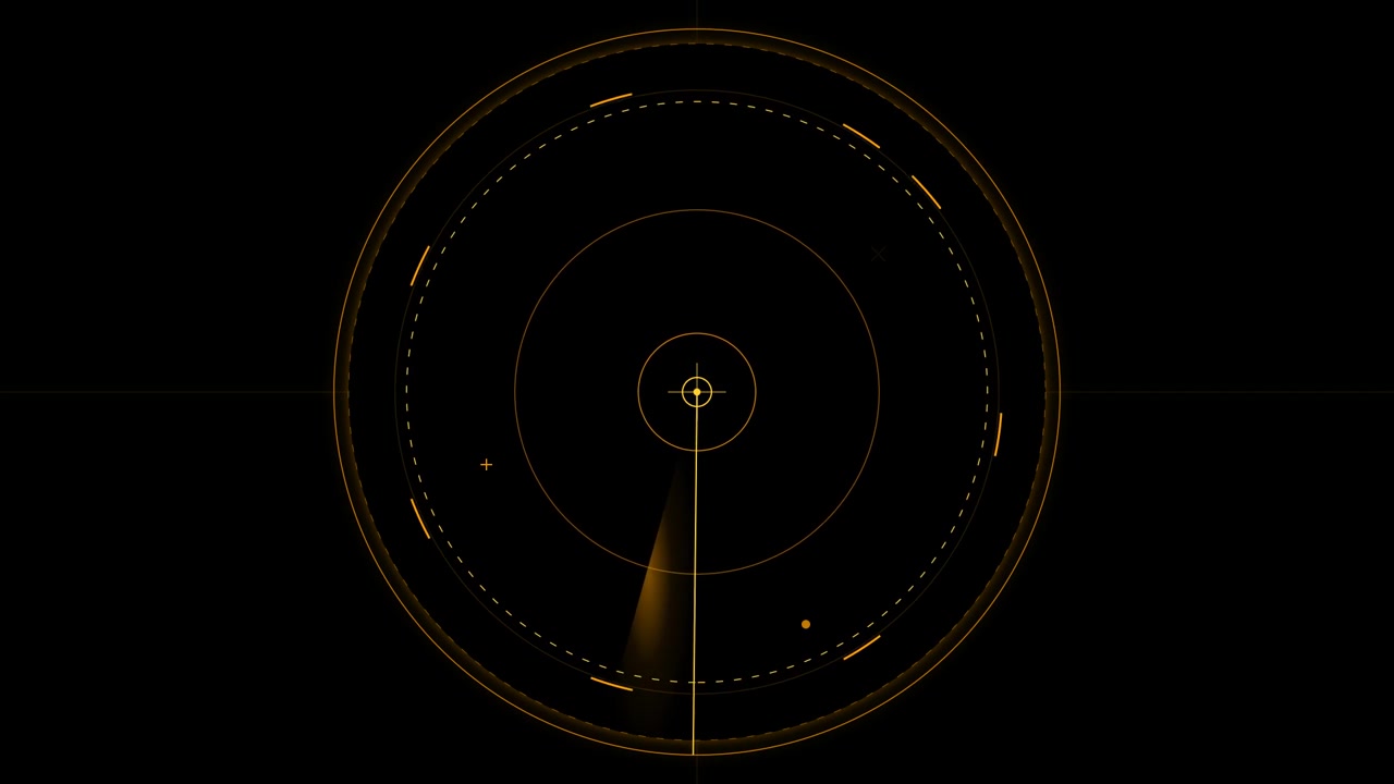 Interfaccia schermo radar digitale con raggio di scansione rotante