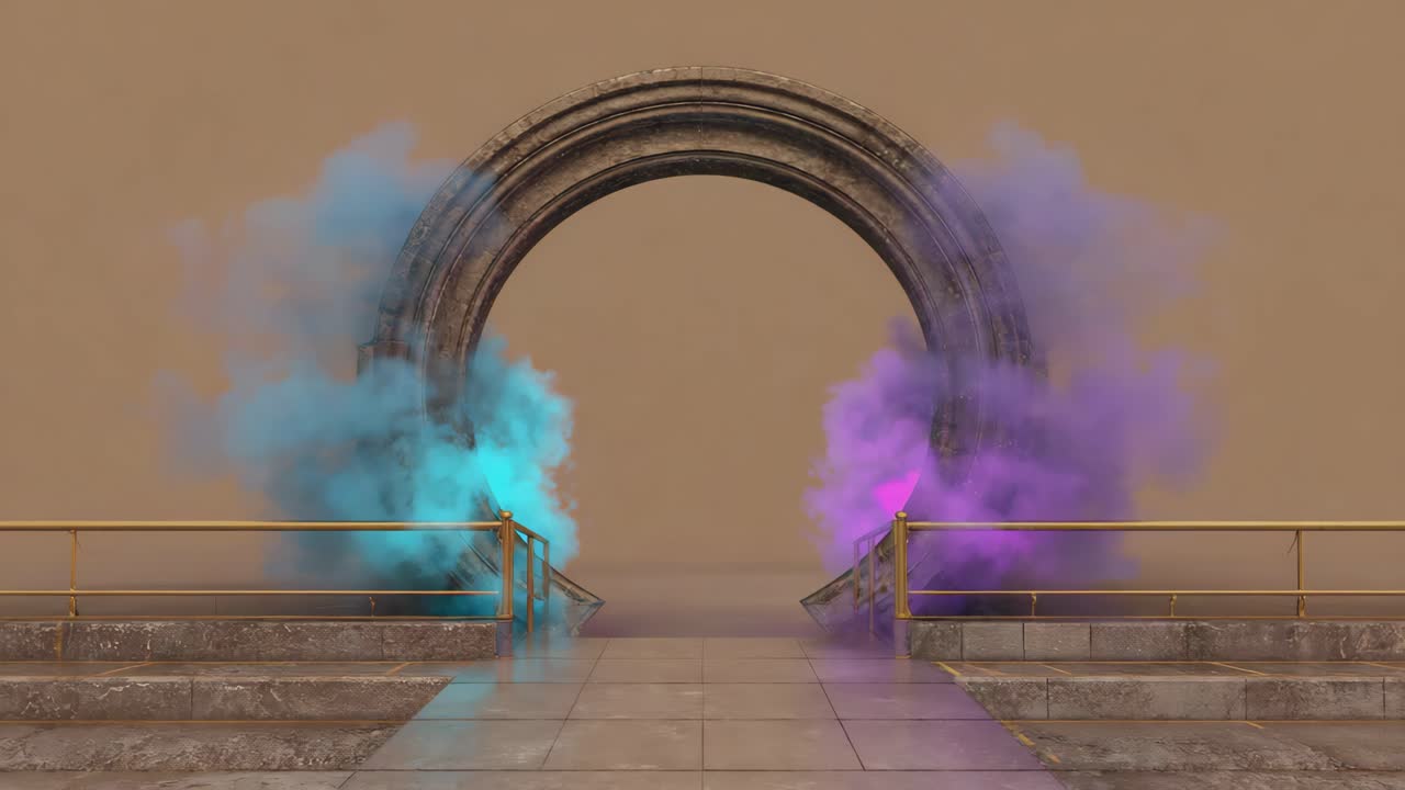 Abstract Portal with Colorful Smoke