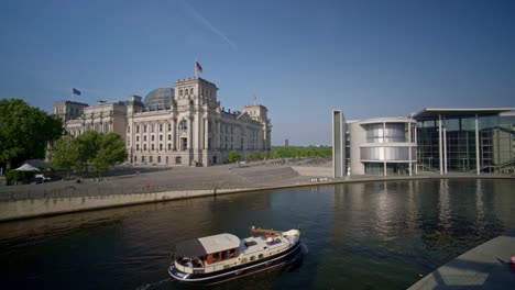 reichstag building and river spree in berlin, germany